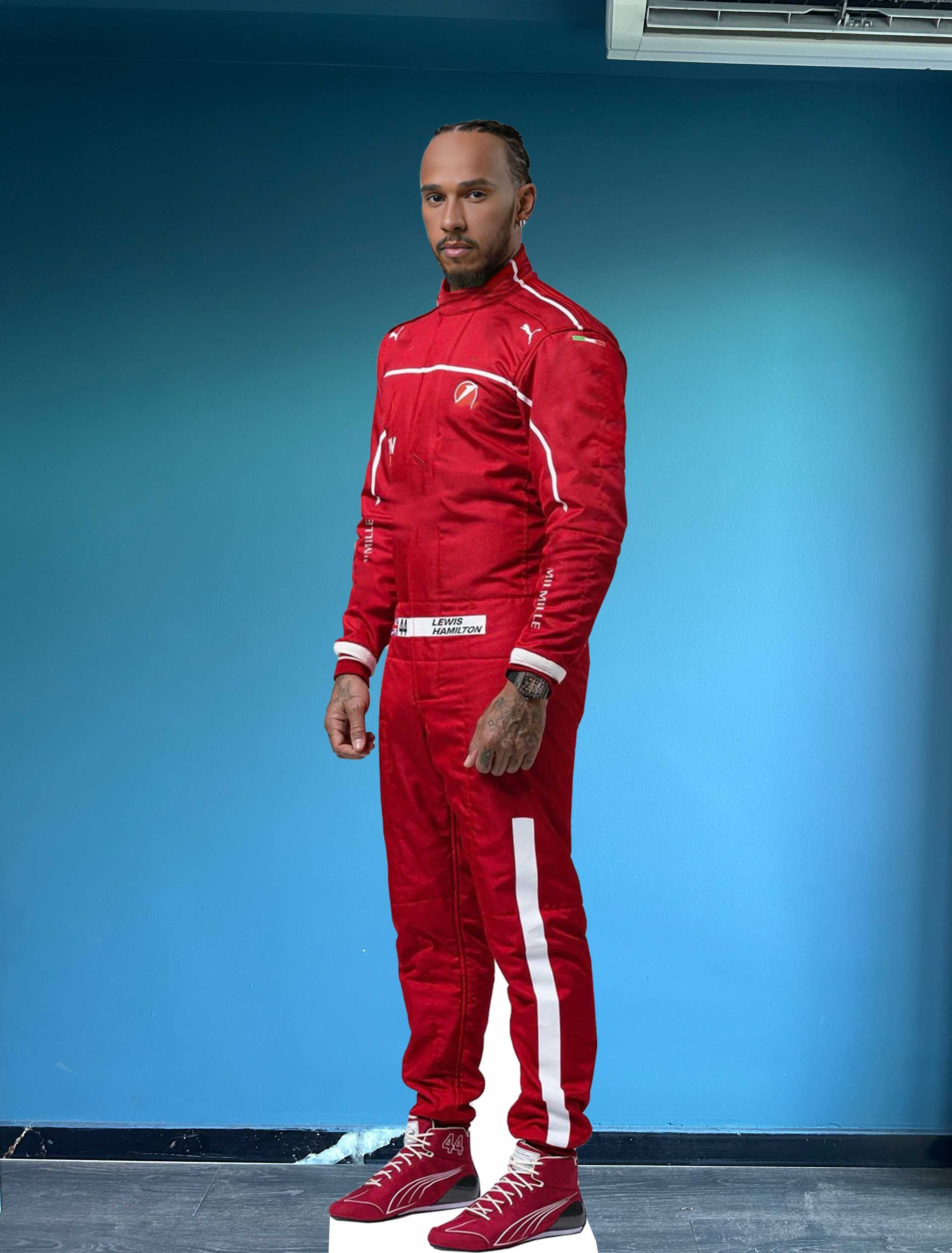 Lewis Hamilton Cardboard Cutout Model 69 inc Figure Standee Mockup Red Uniform Pilot Lewis F1